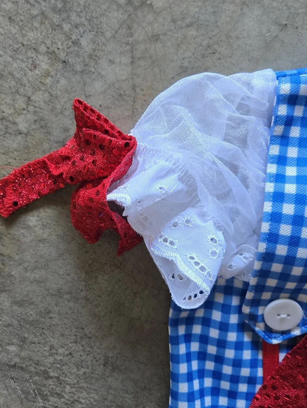 Vintage Girls Dorothy Gingham Kids Costume Dress with Red Accents 4T
